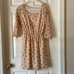 Owl print Cream colored dress